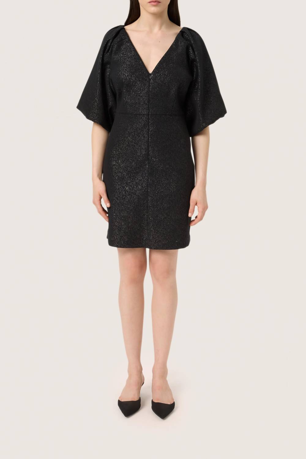 Soaked In Luxury - Slcahlina Metallic V-neck Mini Dress
