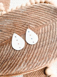 White Label - Women's Bling Faux Leather Teardrop Earrings