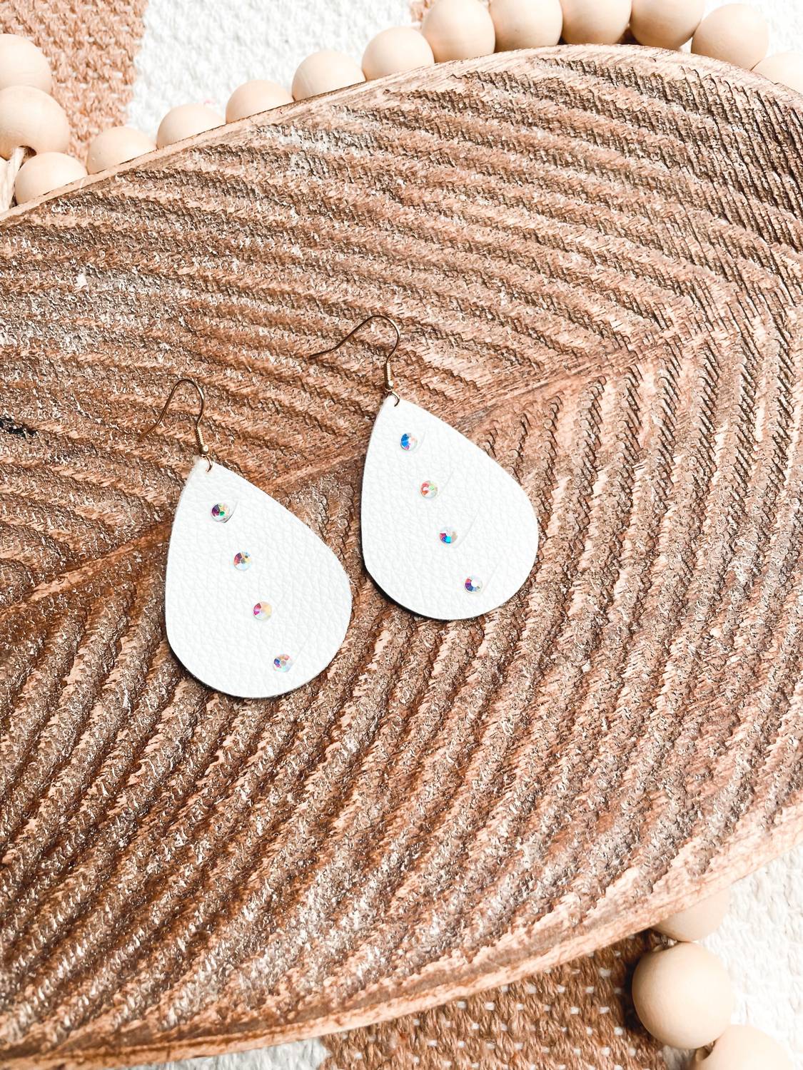 White Label - Women's Bling Faux Leather Teardrop Earrings