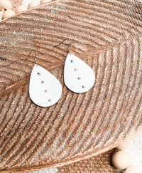 White Label - Women's Bling Faux Leather Teardrop Earrings