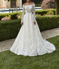 Morilee - Penelope Scallop Off-the-shoulder Neck Wedding Dress