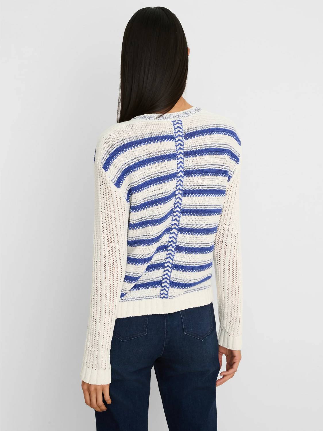 Nic + Zoe Painted Porcelain Cardigan in blue multi - women's cardigan - view 4