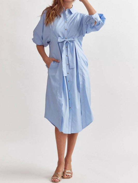 Entro - Tie Front Button-Down Midi Dress