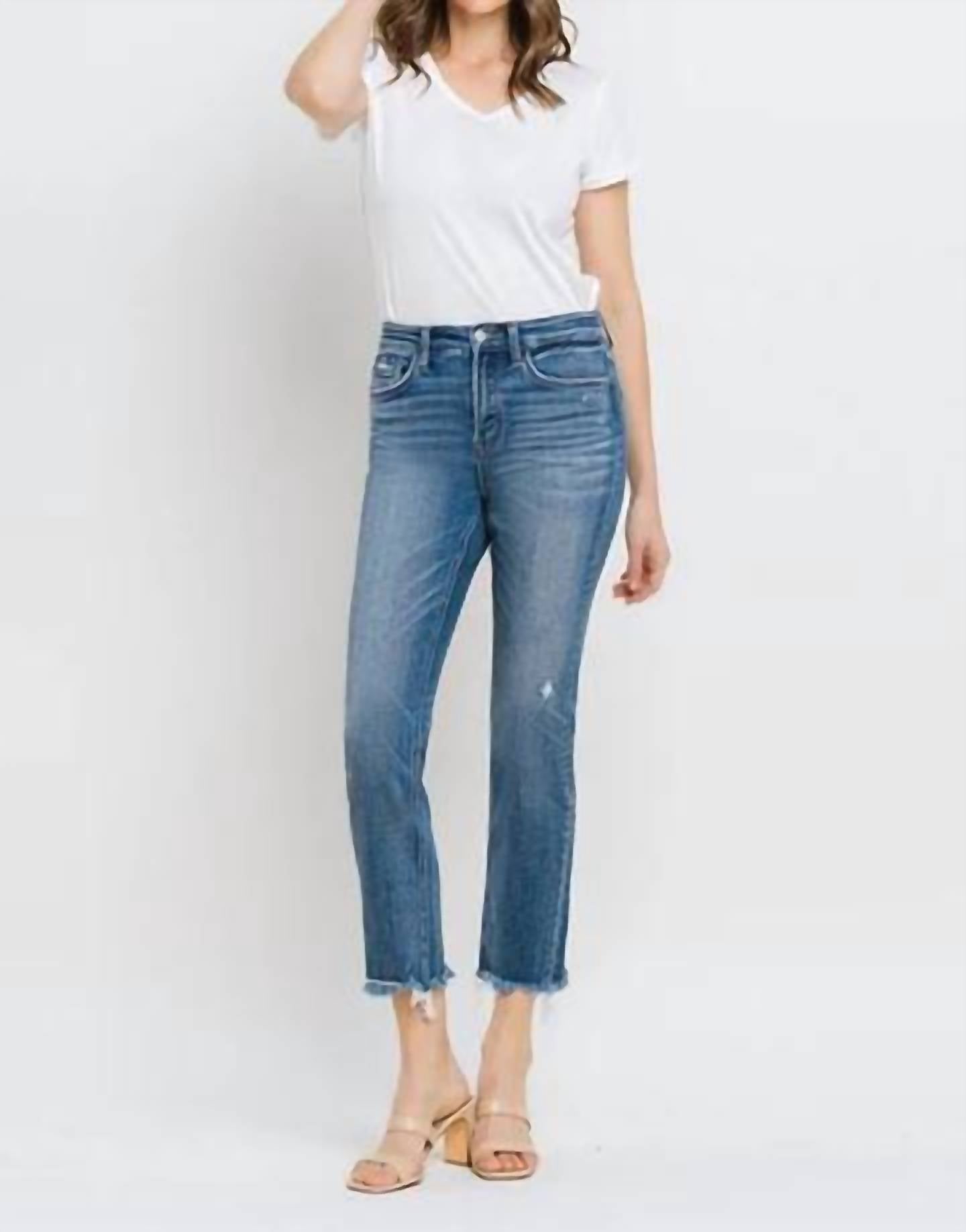 Vervet By Flying Monkey - High Rise Uneven Raw Hem Slim Straight Jean - Plus