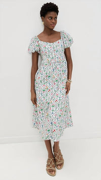 Moon River - Puff Sleeve Corset Midi Dress