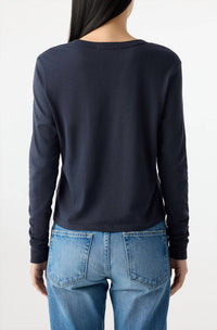 AMO Lovey Long Sleeve Tee in black - women's long sleeve top - detail view