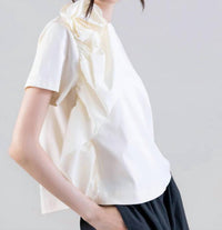 Psophia - Short Sleeve Poplin Top With Flower Detail