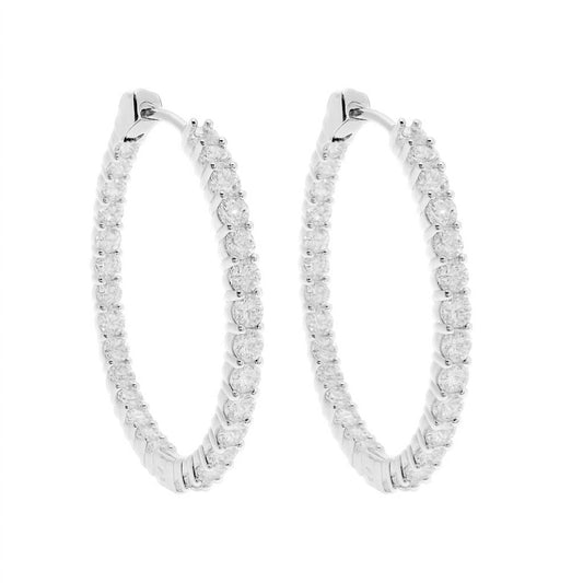Allyanna Gifts - Women's Sterling Silver Moissanite Inside Out Hinged Hoop Earrings