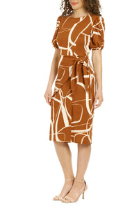 London Times - Short Sleeve Side Tie Dress - PETITE