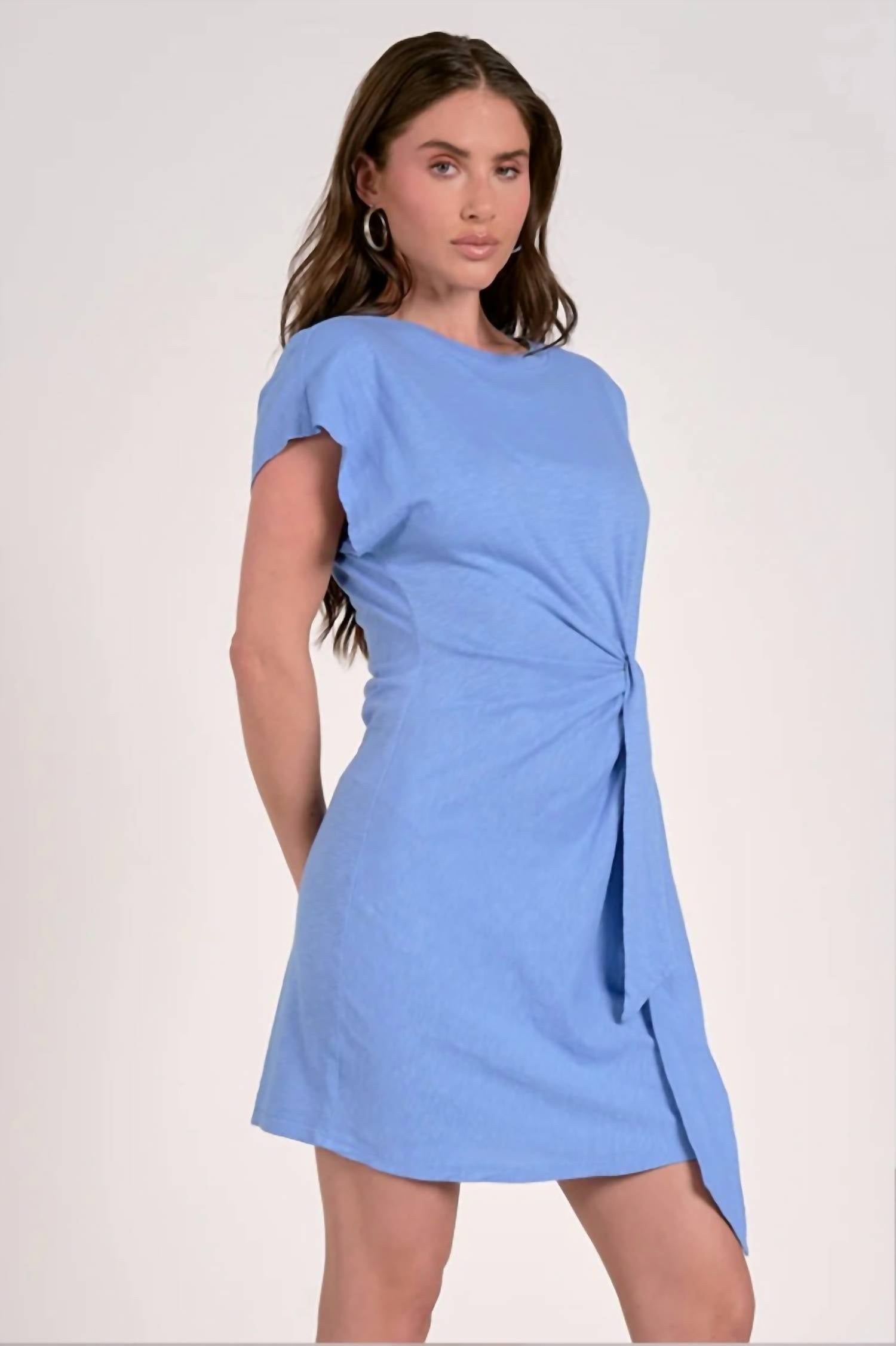 Elan - Short Sleeve Side Tie Waist Dress