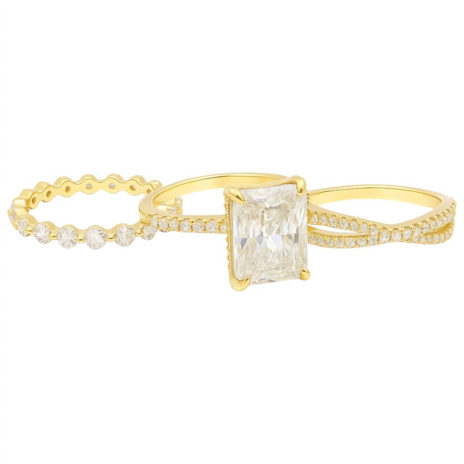 Allyanna Gifts - Women's Radiant Cut Moissanite Ring - 3 Piece Set