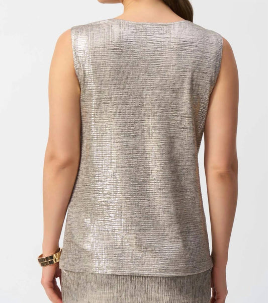 Joseph Ribkoff - Foiled Melange Knit Cowl Neck Top