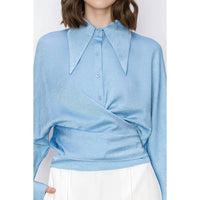 Ina - Satin Wrap Cross Knot Detail Blouse