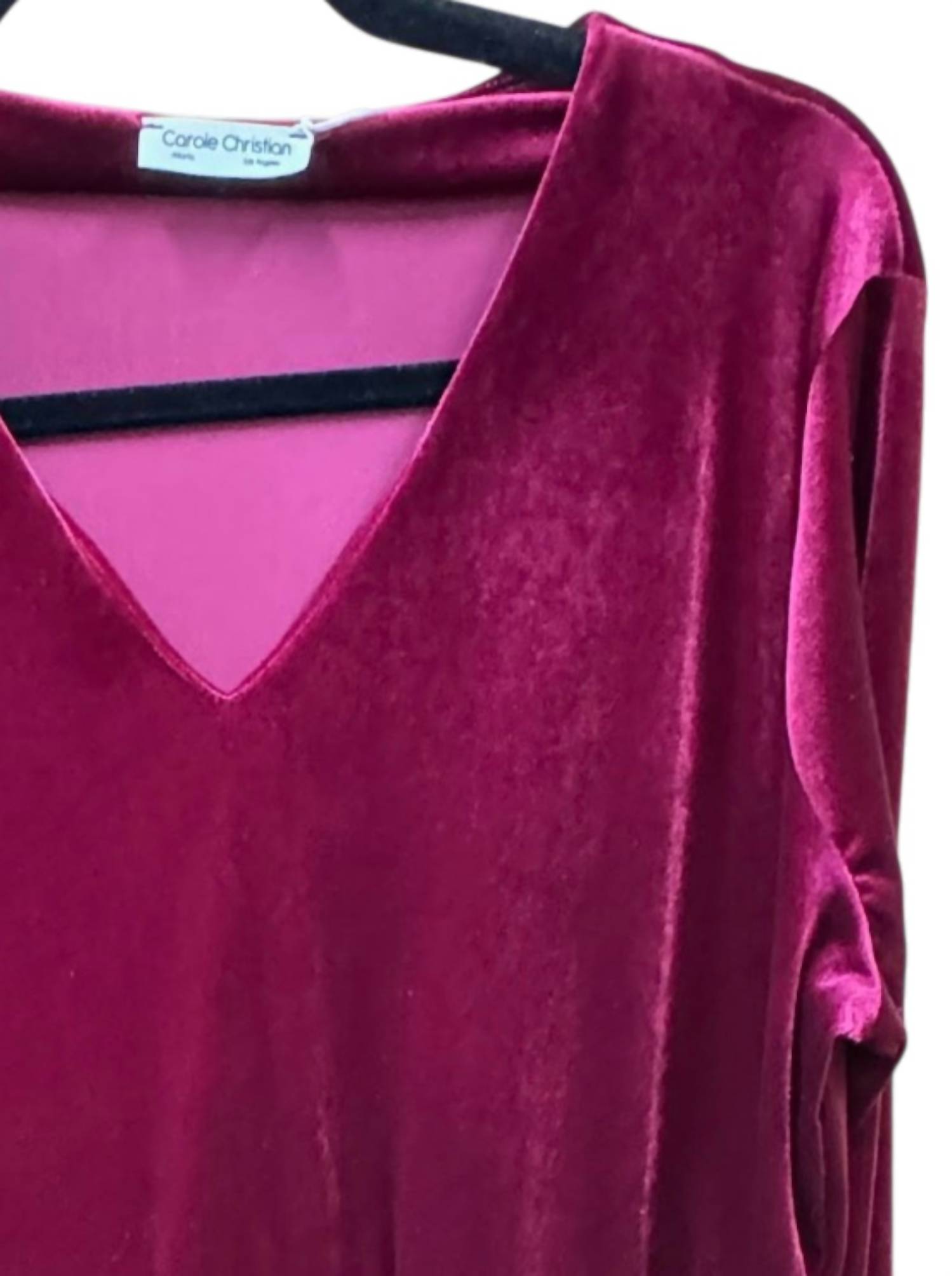 Carole Christian Women's Velvet Tier Dress in burgundy - women's dress - detail view