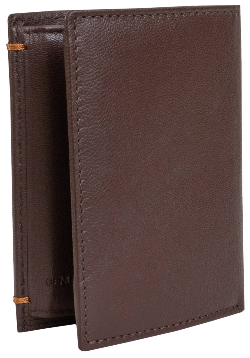 Jack Abrahams - Men's Goat Nappa Leather Bi-fold Wallet With Zipper Pocket