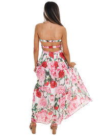 One & Only - Women's Afternoon Garden Stroll Strapless Maxi Dress