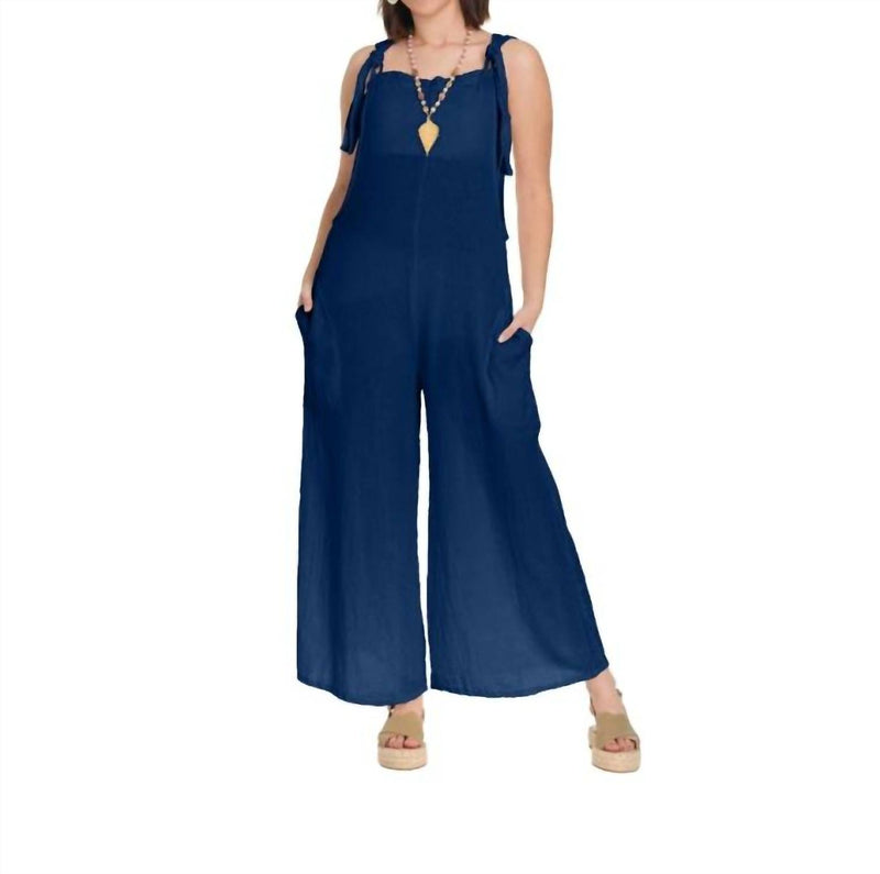 Oh My Gauze! Sabina Cotton Romper in sapphire - women's pants
