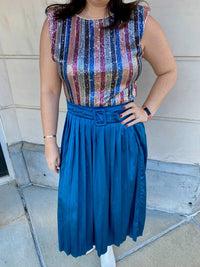 Fate - Striped Sequin Shoulder Pad Top