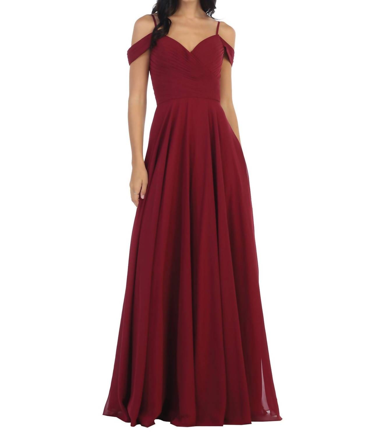 Eva Off Shoulder Maxi Dress in burgundy - women's dress