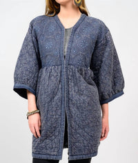 Ivy Jane Embroidered Quilted Jacket in indigo - women's jacket
