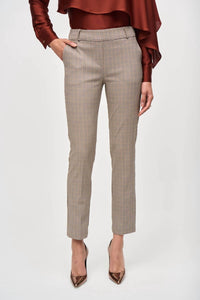 Joseph Ribkoff Pull On Straight Plaid Pant in beige multi - women's pants