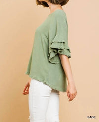 Umgee - Elizabeth Layered Ruffle Short Sleeve Top