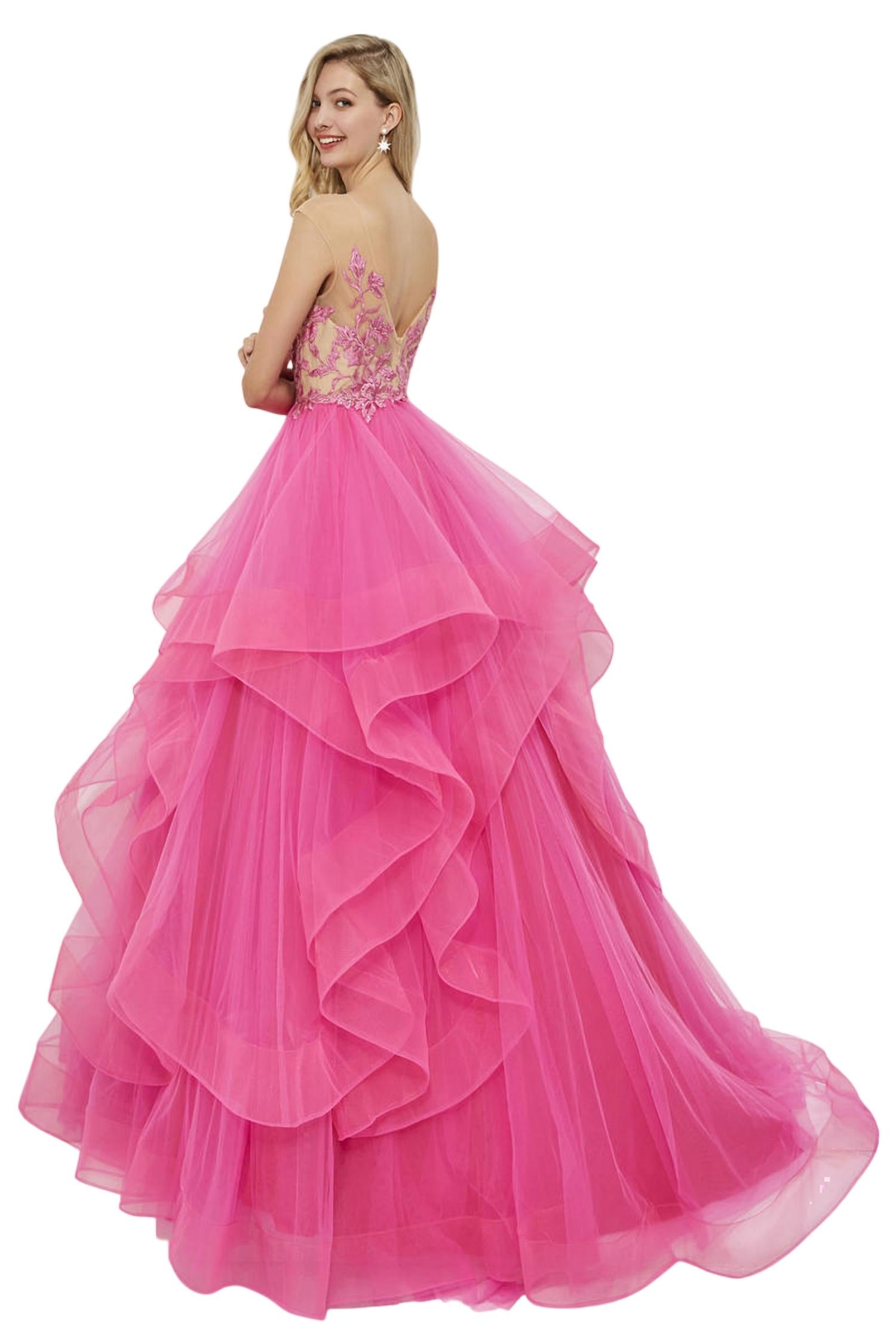 Angela & Alison - Plunging V-Neck Prom Dress
