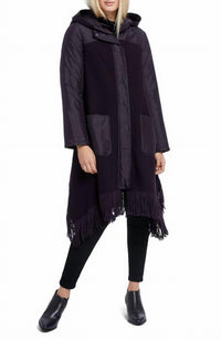 Nic + Zoe - Catalyst Coat in Night Shade w/Textured Puffy Hood, Pockets/Fringe