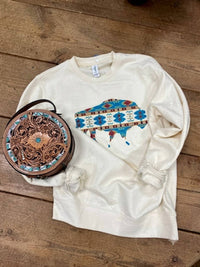 Rebel Rose - Crewneck Aztec Buffalo Sweatshirt
