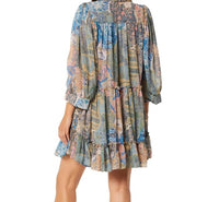Misa Los Angeles Women's Mita Dress in patchwork batik - women's dress - detail view