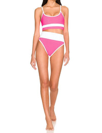 Beach Riot Eva Bikini Underwear in neon pink white - women's swimwear - alternate view