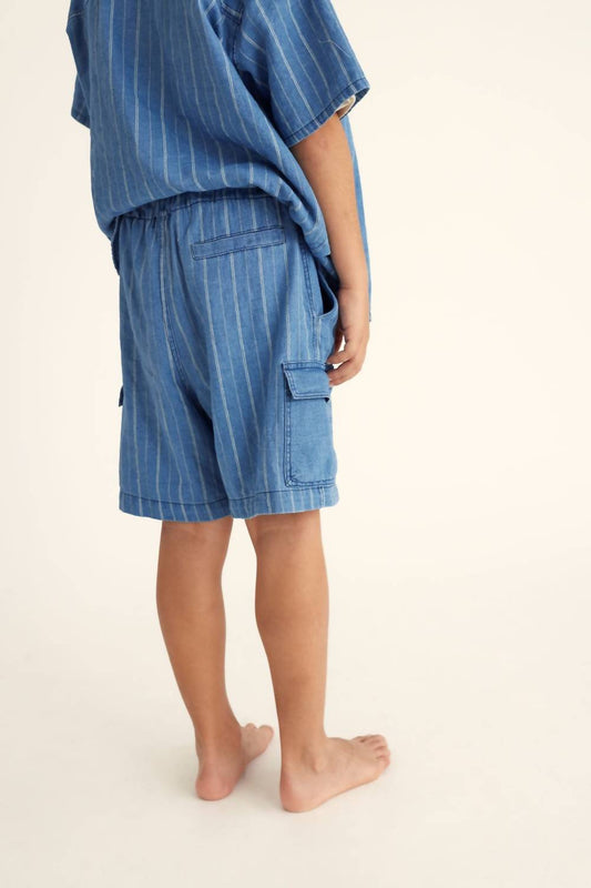 Cozmo - Kid's Leon Striped Denim Bermuda