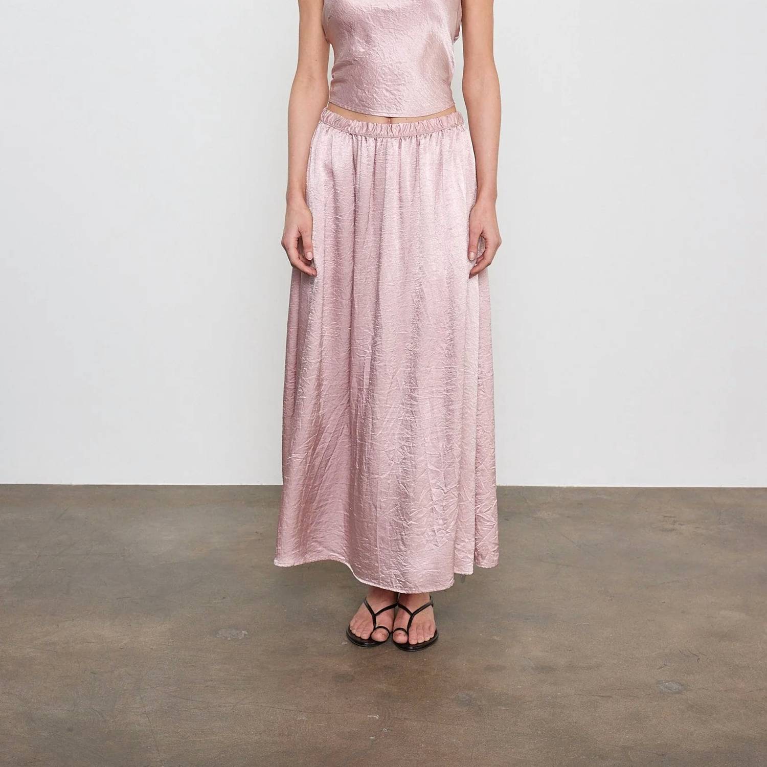 Enza Costa - Textured Satin Celeste Maxi Skirt