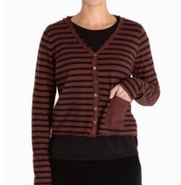 cut loose Stripe Crop Pocket Cardigan in barnwood - women's cardigan
