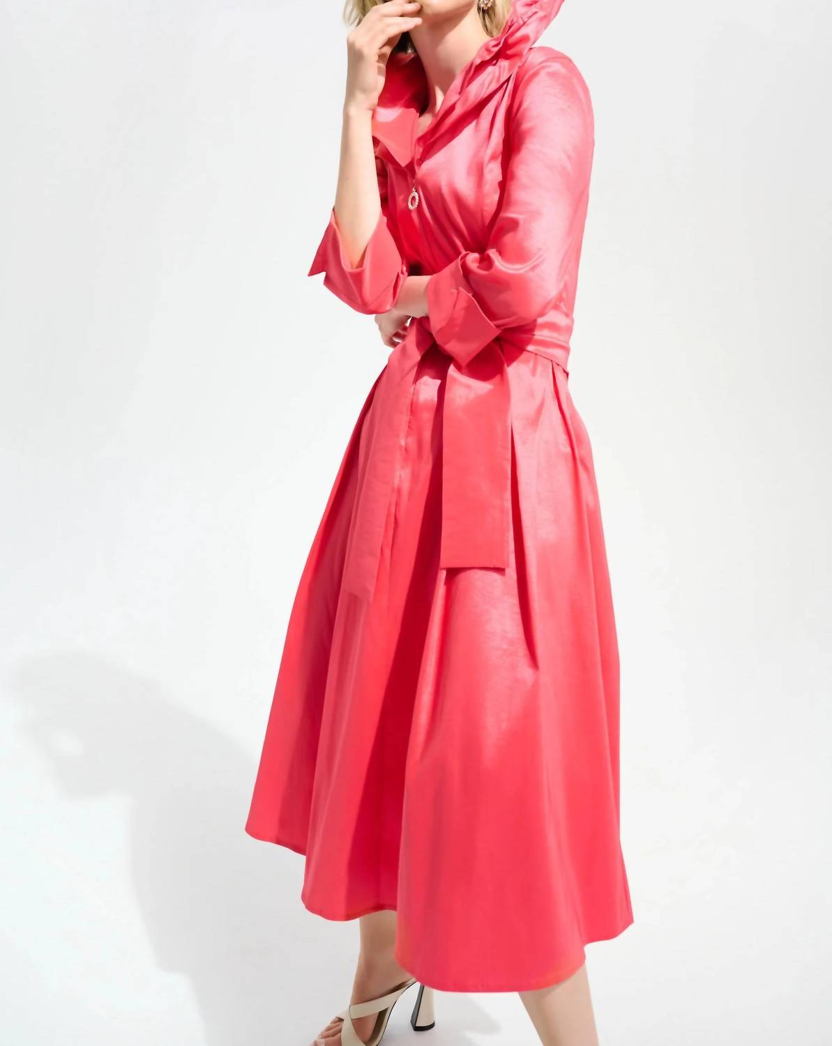 Joseph Ribkoff - Pleated Taffeta Midi Fit And Flare Dress