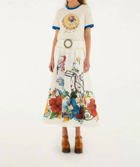 Farm Rio - Tropi Embroidered Linen Skirt