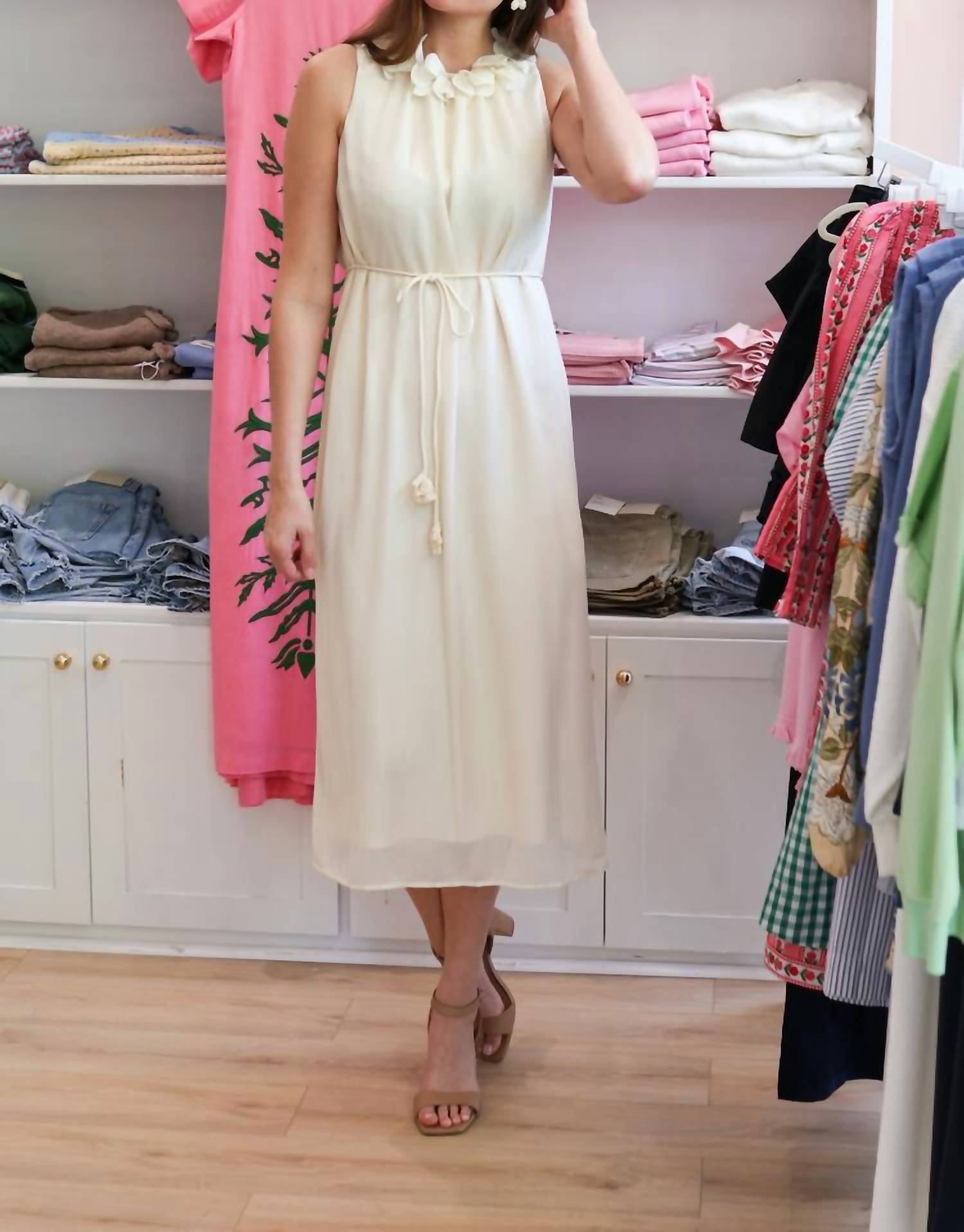 Jessie Liu - Petal Detail Around The Neck Midi Dress