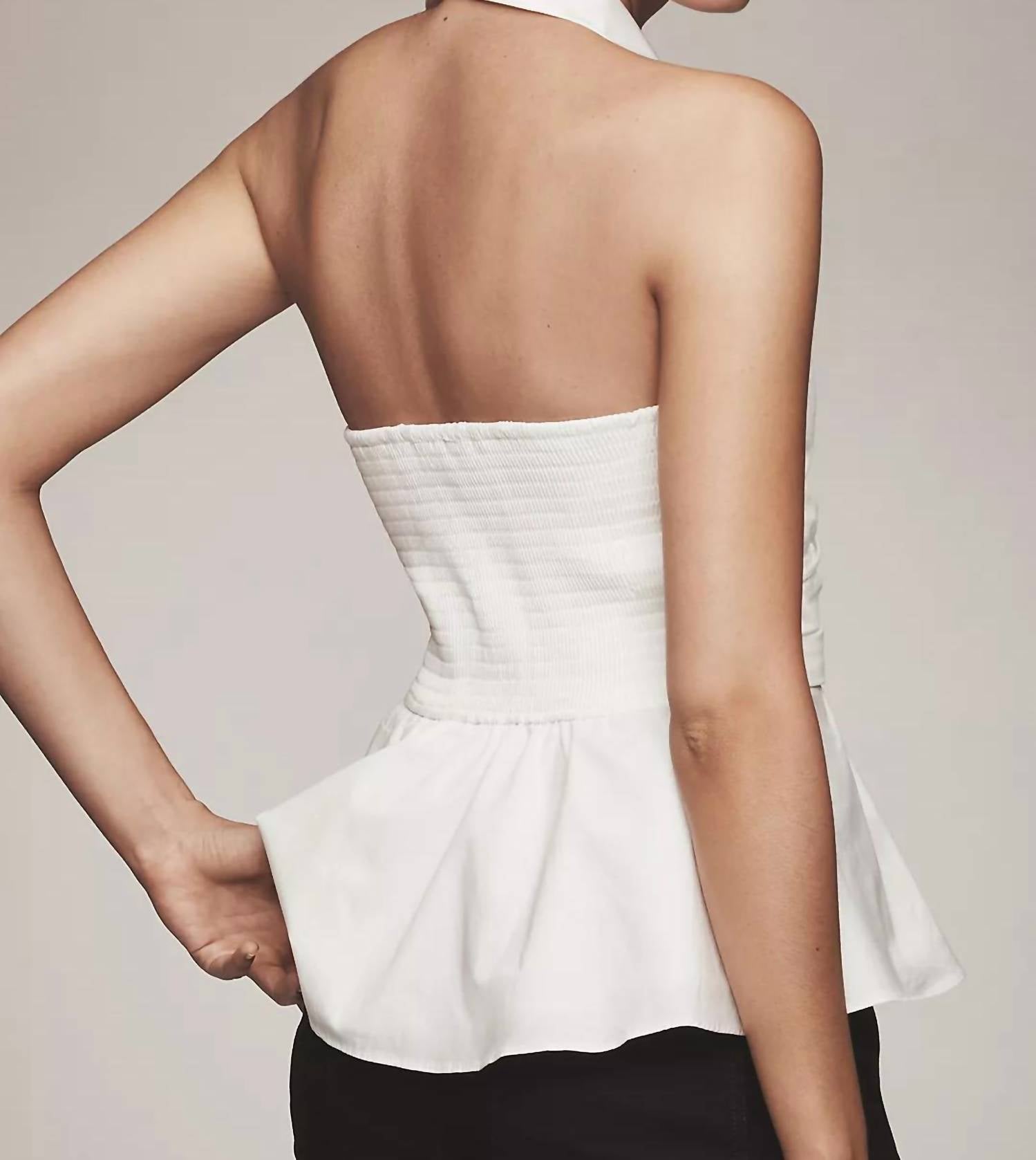 Hutch - Colbie Collared Halter Peplum Tank