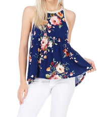 7Th Ray - Floral Print Racerback Babydoll Top