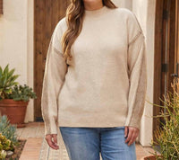 Karen Kane Colorblock Mock Neck Sweater - Plus in sand with earth - women's sweater - view 4