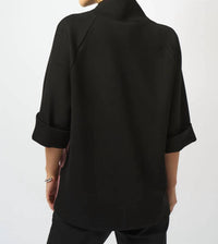 Joseph Ribkoff - Funnel Collared Three Quarter Sleeves Straight Top