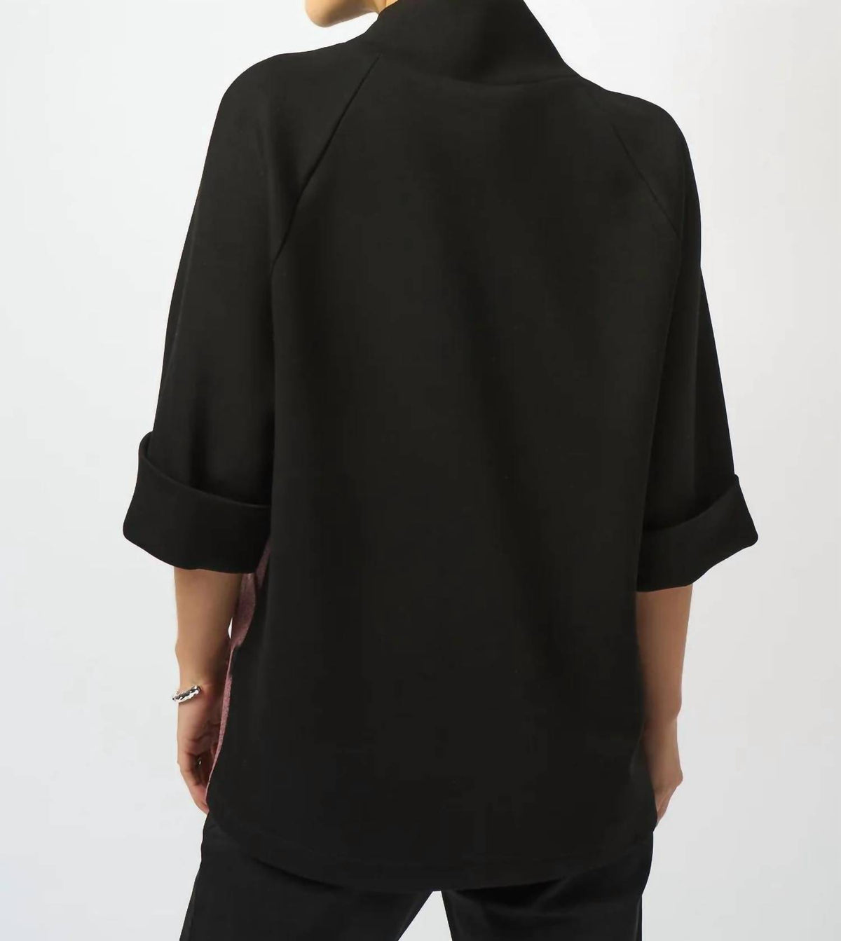 Joseph Ribkoff - Funnel Collared Three Quarter Sleeves Straight Top