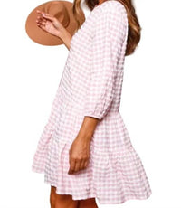 Fantastic Fawn - Gingham Tiered Mini Dress