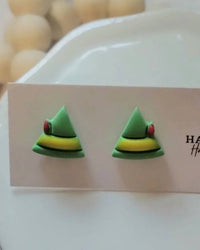 Harper Klay Co. - Women's Elf Hat Polymer Clay Stud Earrings