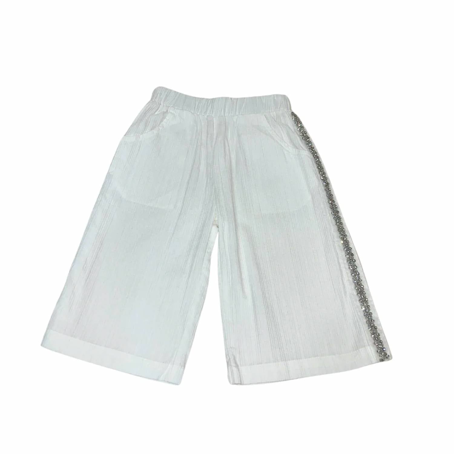 Doe A Dear - Girl's Embellish Trim Wide Leg Pant