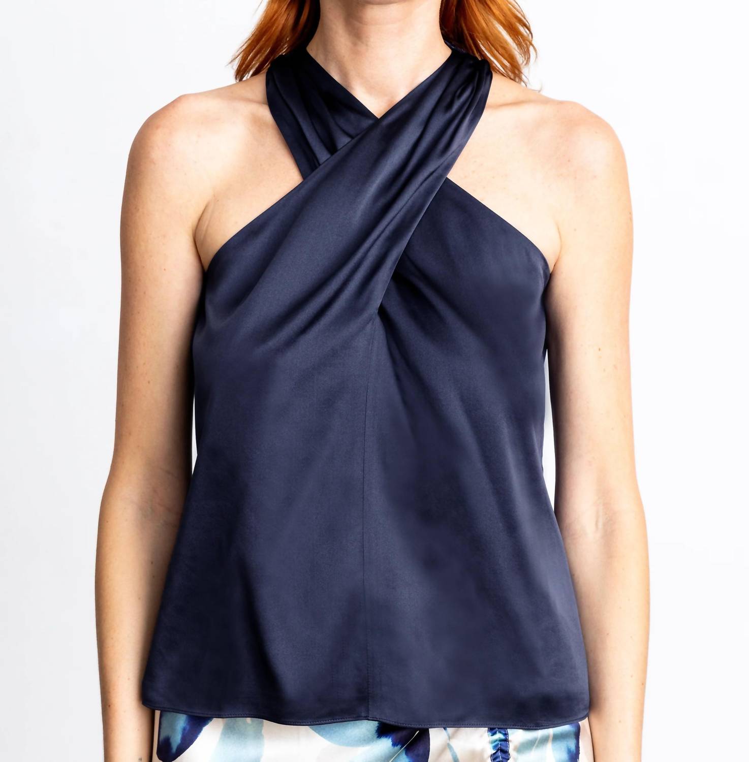 Go By Go Silk - X Marks The Spot Crossover Halter Neck Top