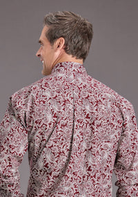 Stetson Paisley Button Shirt in wine - men's shirt - alternate view
