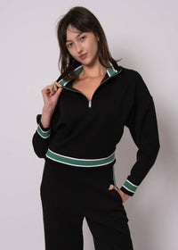 Rd Style - Marilyn Stripe Half Zip Pullover Top