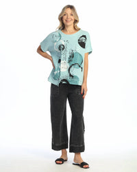 Jess & Jane - Mineral Washed Cotton Rib Contrast Top