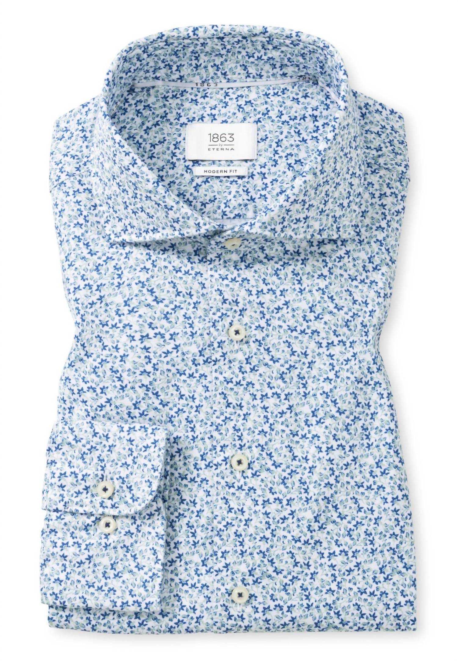 Eterna - Floral Print Modern Fit Cutaway Collar Shirt